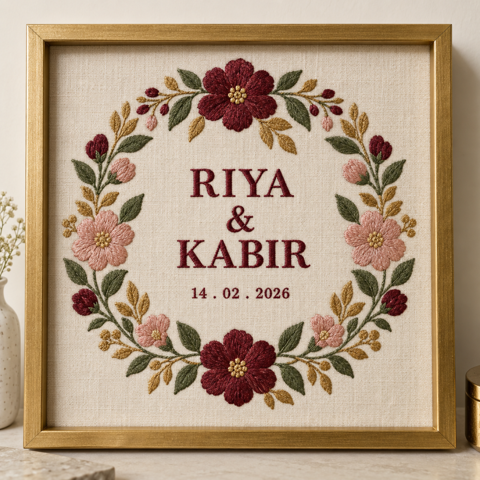 Wedding & Anniversary Keepsakes – Embroidered Frames