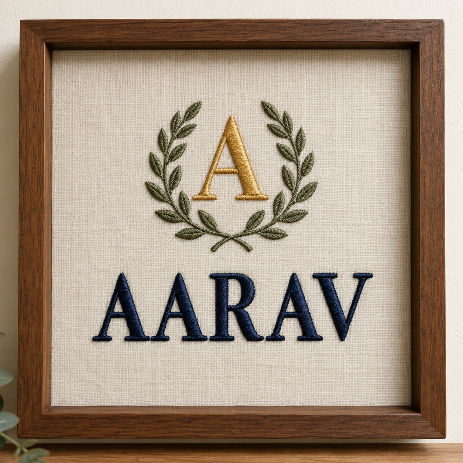 Personalised Name Embroidered Frame – Monogram Wall Art