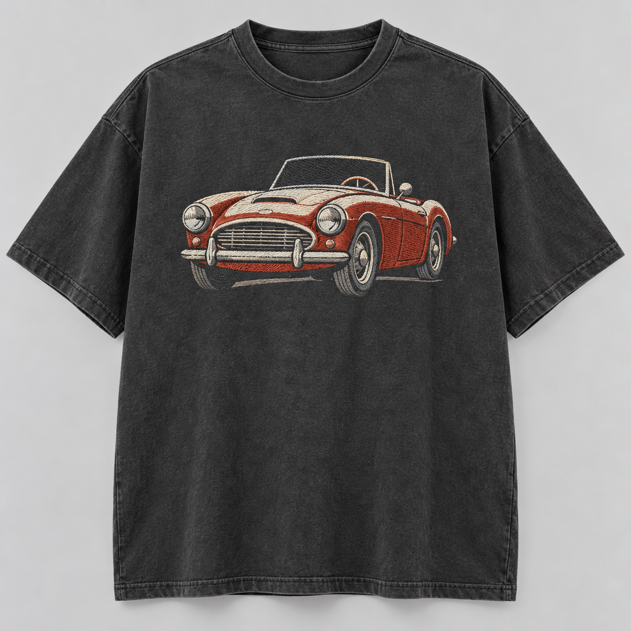 Retro Roadster Ready-Made Embroidered Oversized T-Shirt