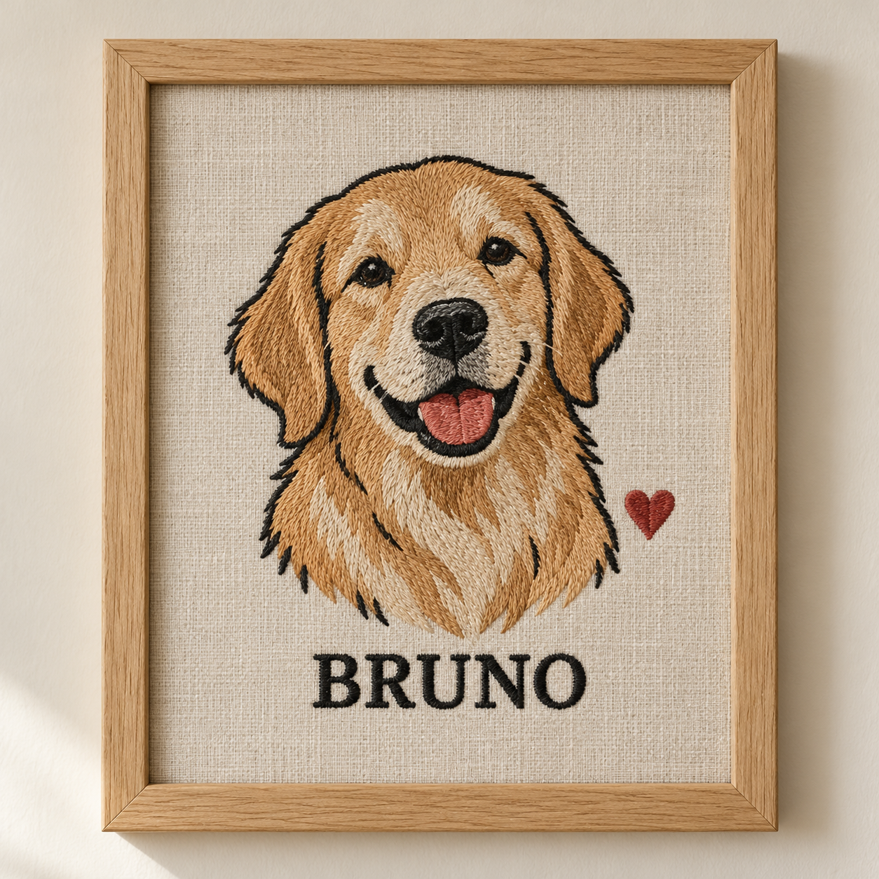 Custom Pet Memorial Embroidered Portrait Frame