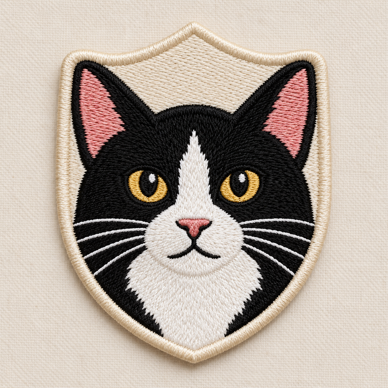 Tuxedo Cat Face Embroidered Patch