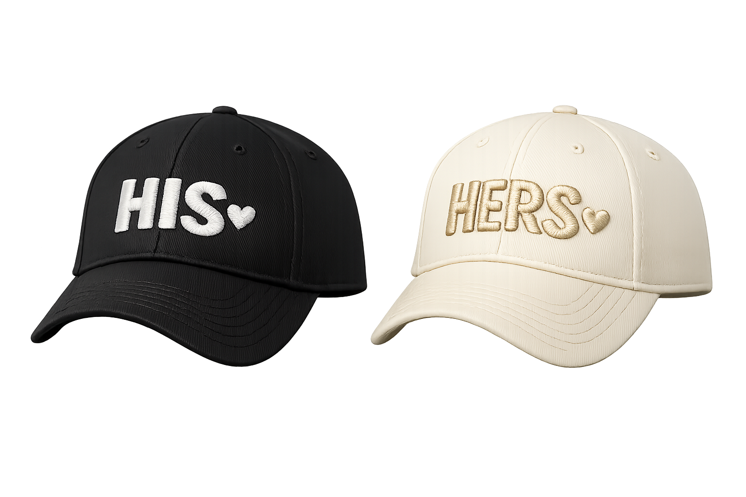 His & Hers Couple Embroidered Caps (Set of 2)