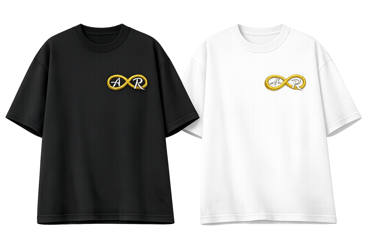 His & Hers Couple Embroidered Oversize T-Shirts (Set of 2)