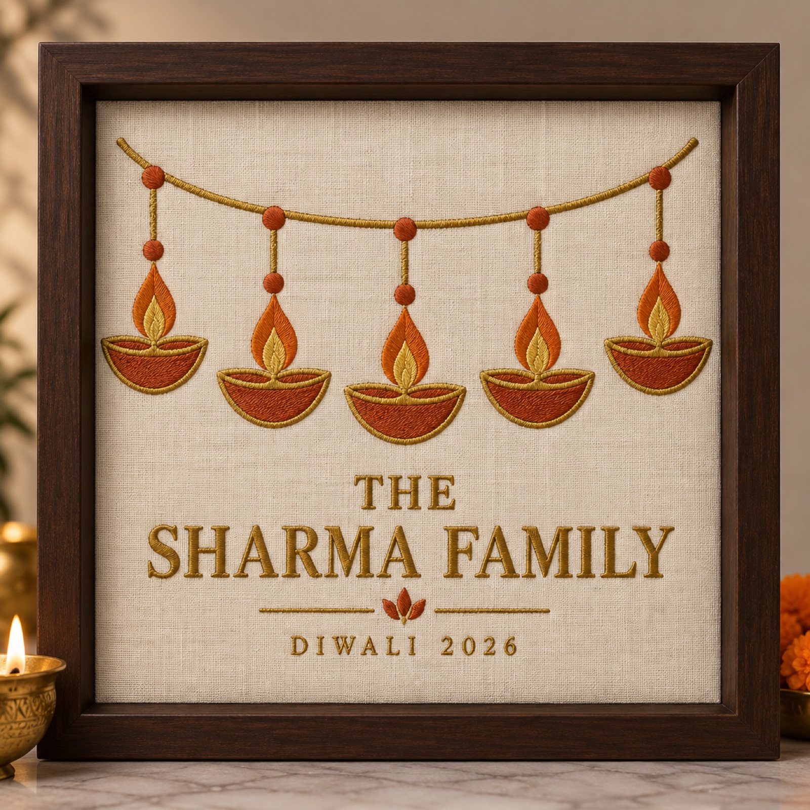Personalised Family Name Diwali Frame