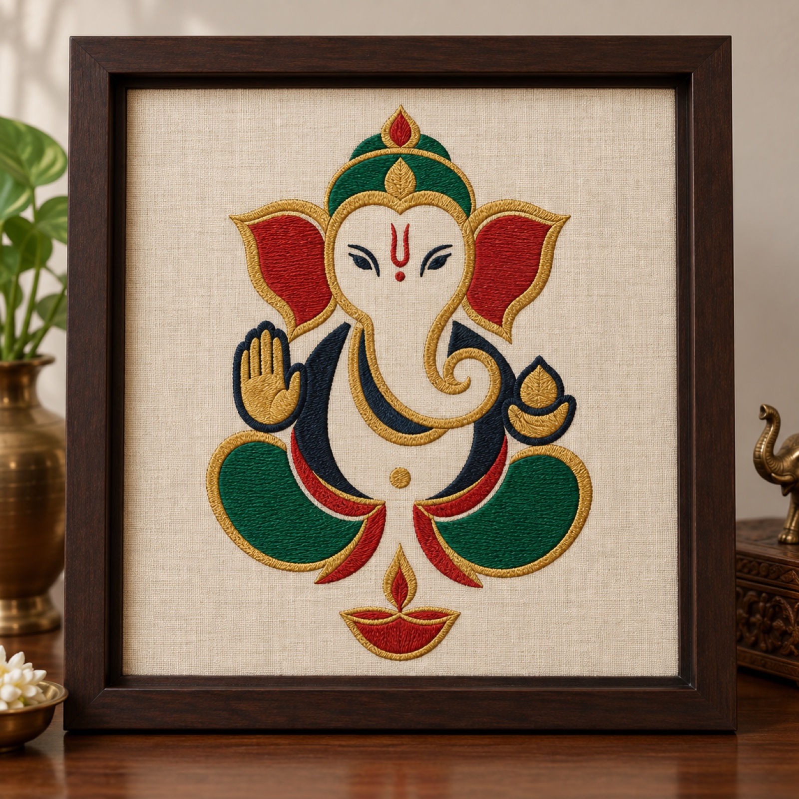 Ganesha Embroidered Frame – Diwali Home Décor