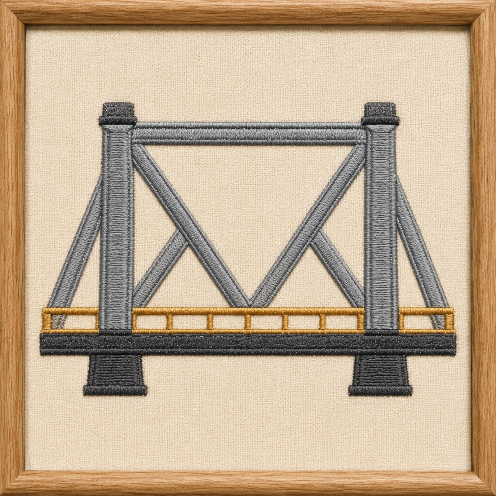 Embroidered Howrah Bridge framed wall art