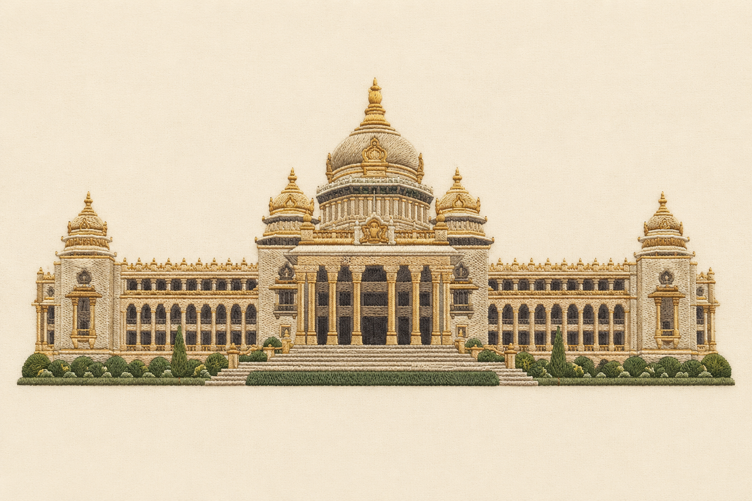 Embroidered art of the Vidhana Soudha, Bengaluru