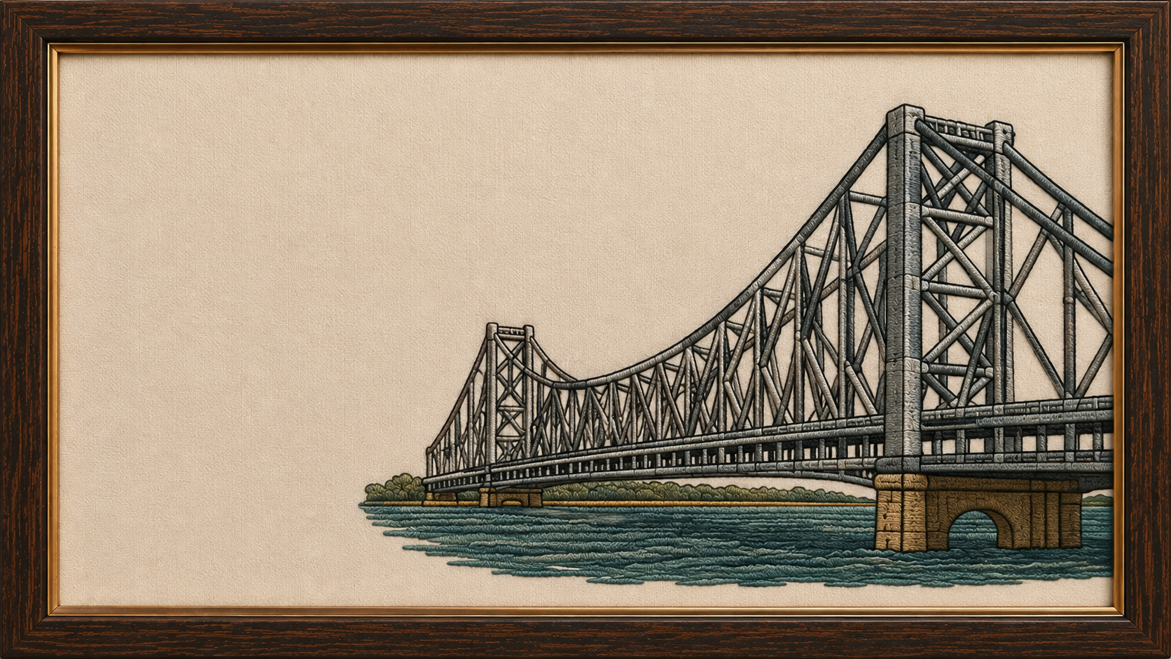 Machine-embroidered Howrah Bridge, Kolkata, West Bengal