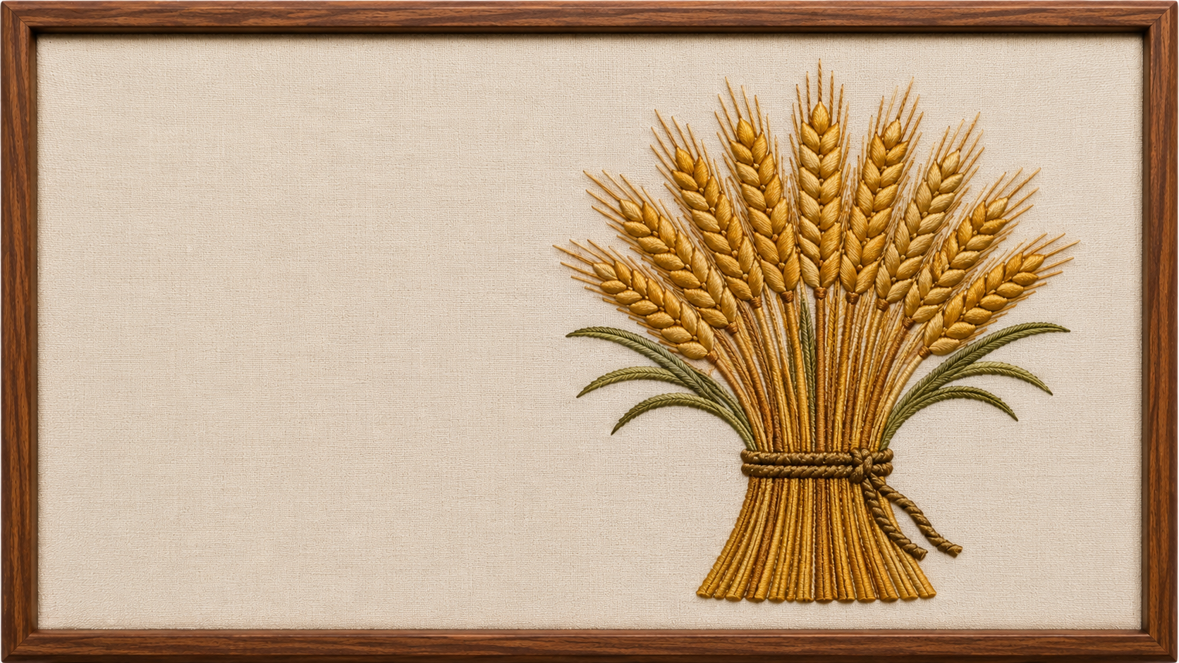 Machine-embroidered golden wheat sheaf, Haryana