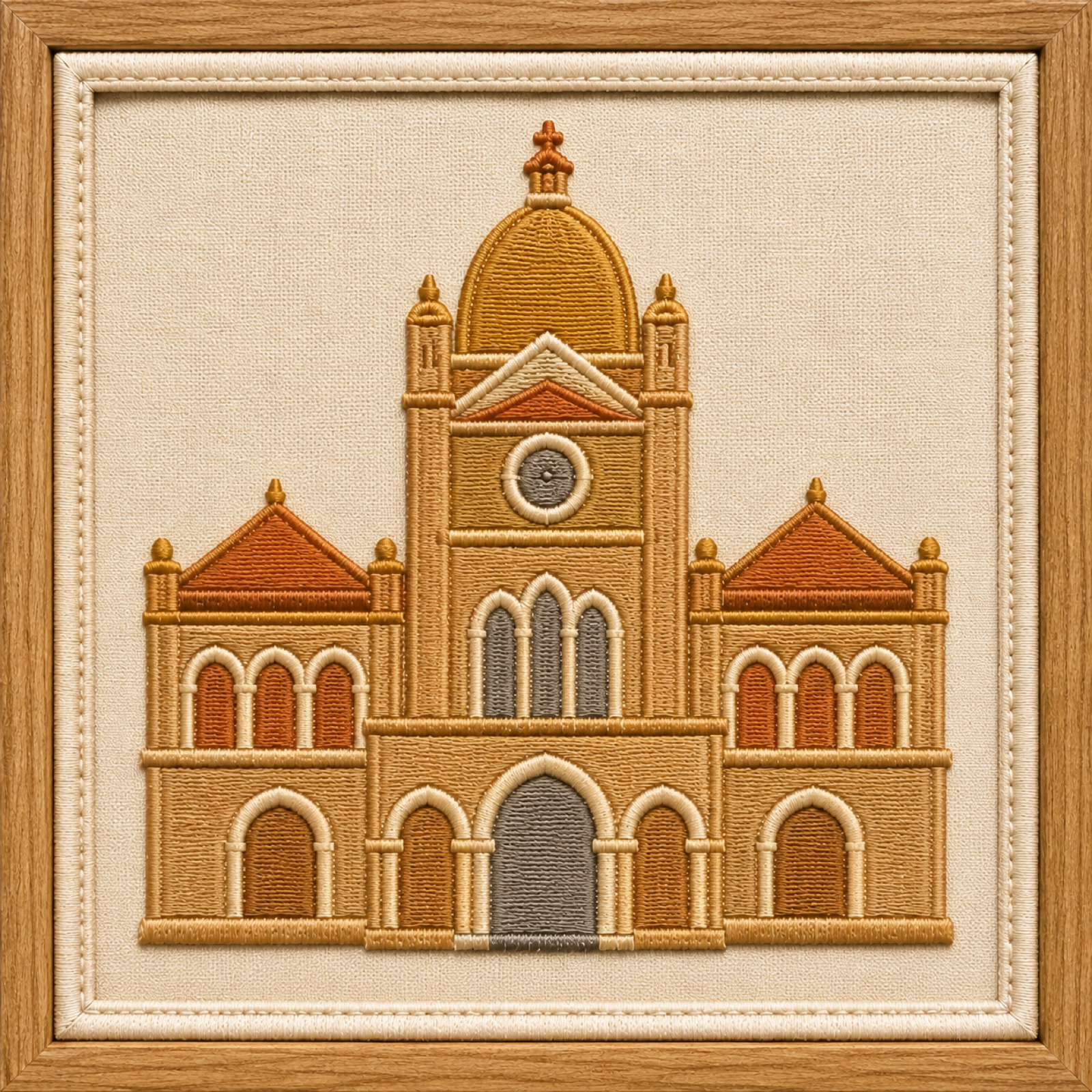 Embroidered Chhatrapati Shivaji Terminus framed wall art
