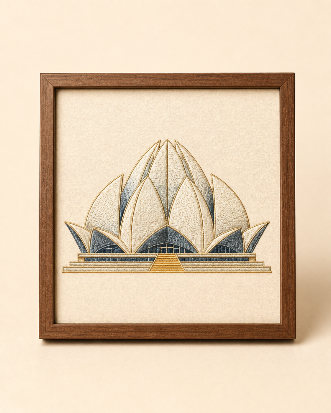 Embroidered Lotus Temple framed wall art