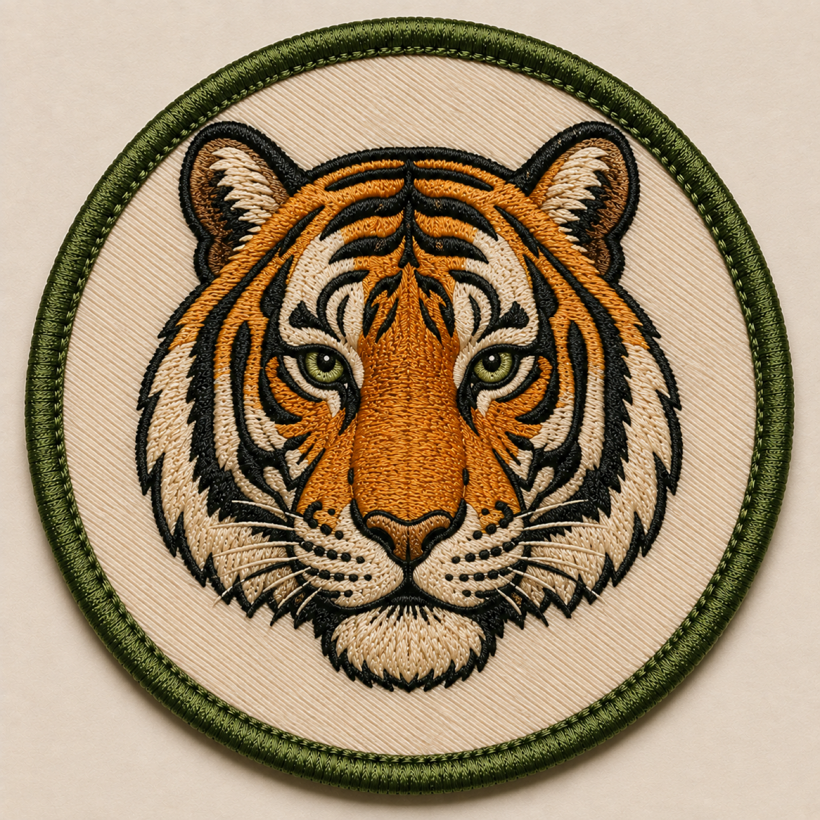 Machine-embroidered Royal Bengal Tiger round patch