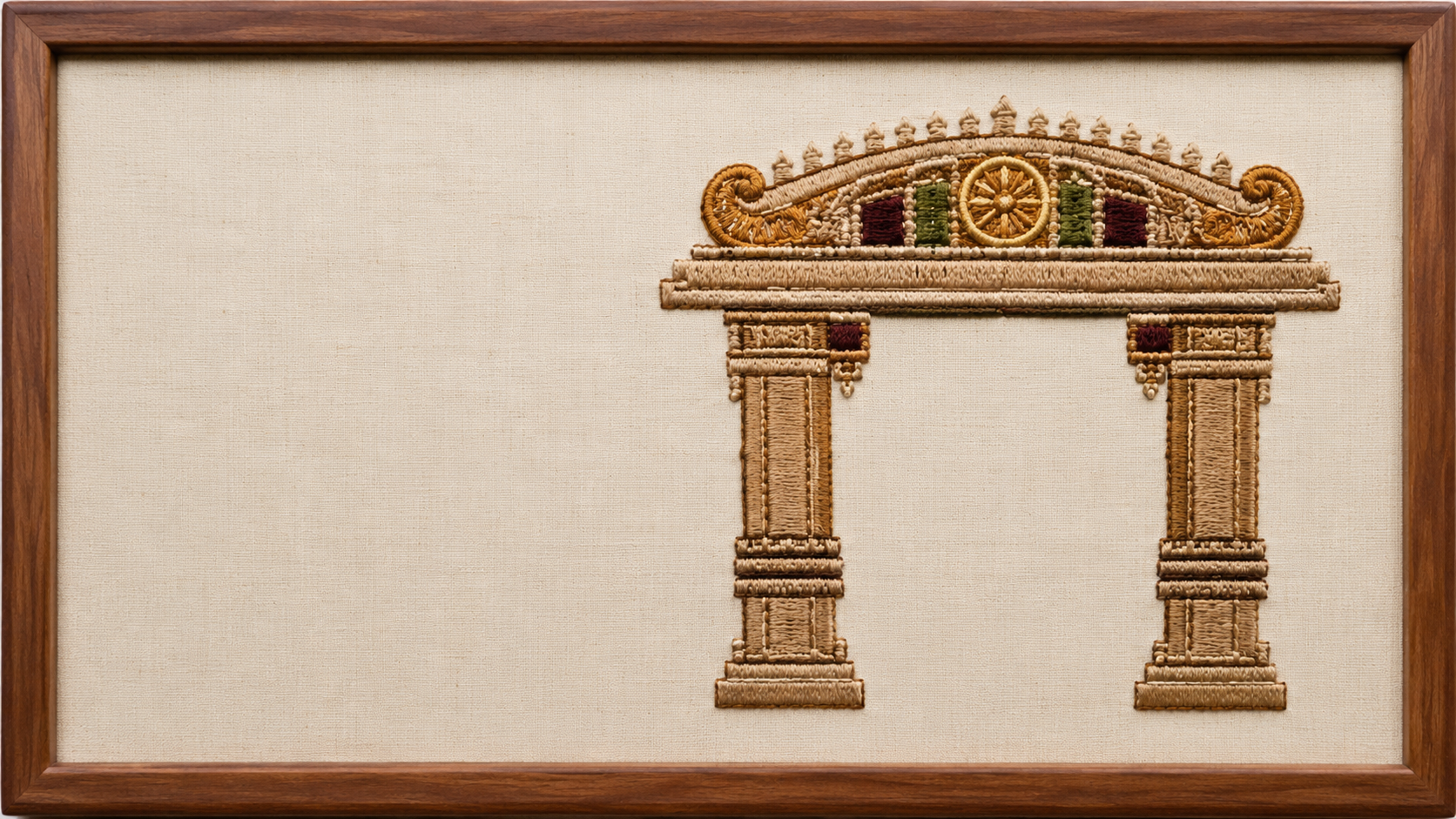 Machine-embroidered Kakatiya Kala Thoranam, Warangal, Telangana