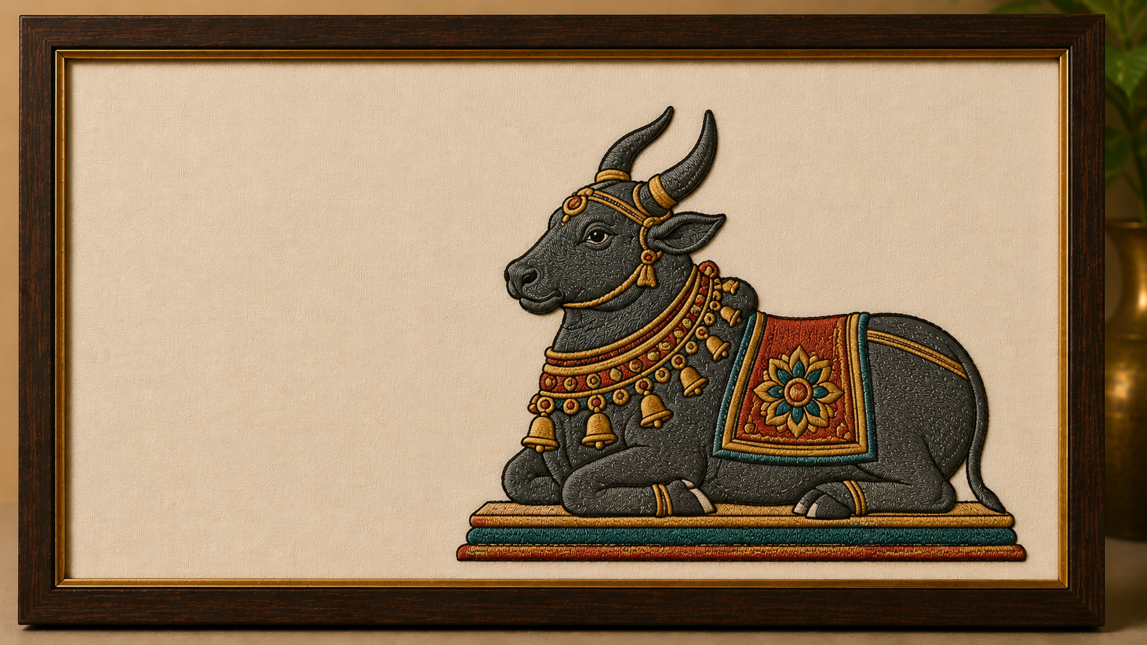 Machine-embroidered Nandi bull of Lepakshi, Andhra Pradesh