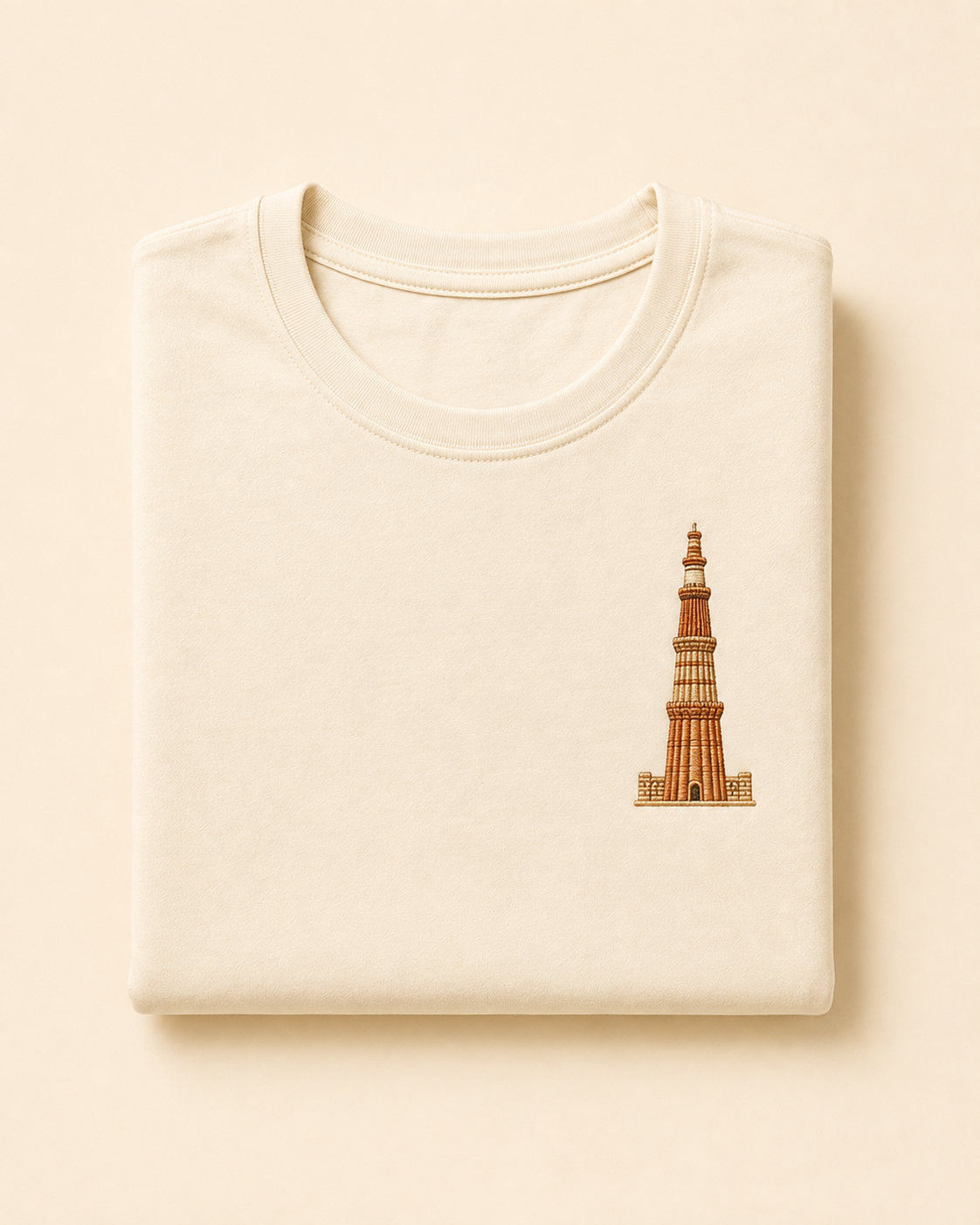 Embroidered Qutub Minar motif t-shirt